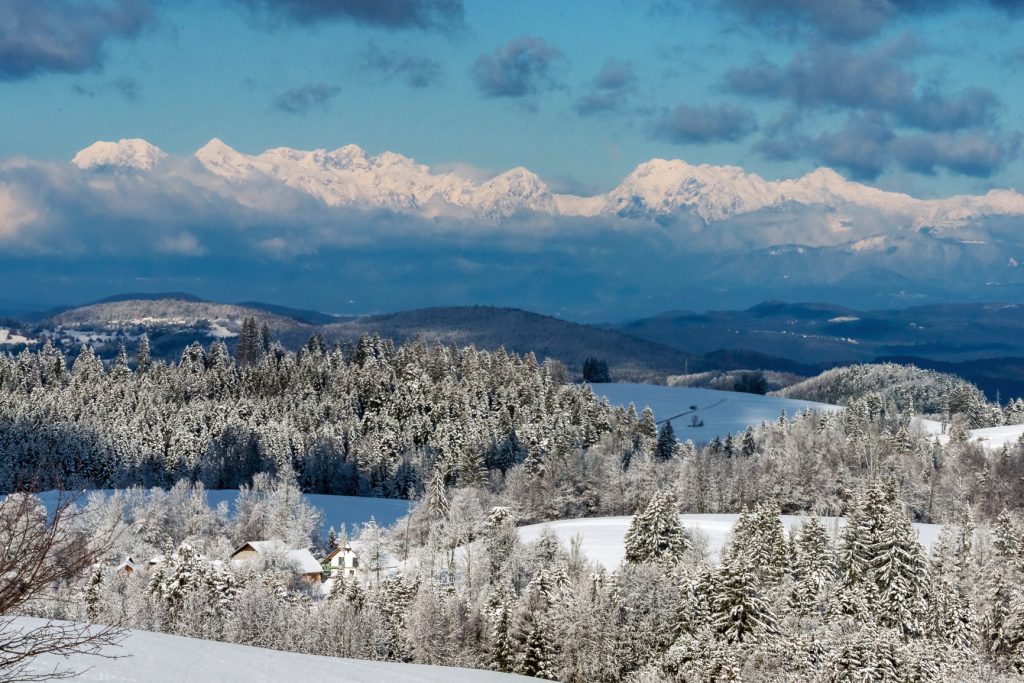 Slemena v ozadju Alpe